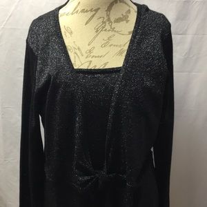 Black sparkly sweater with tie front